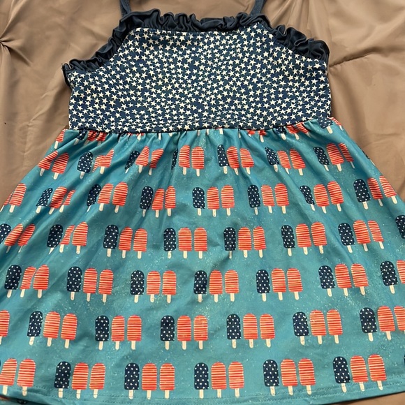 Girls Boutique tank top and short red white and blue bomb pop 4th of July set 4T - Picture 3 of 6